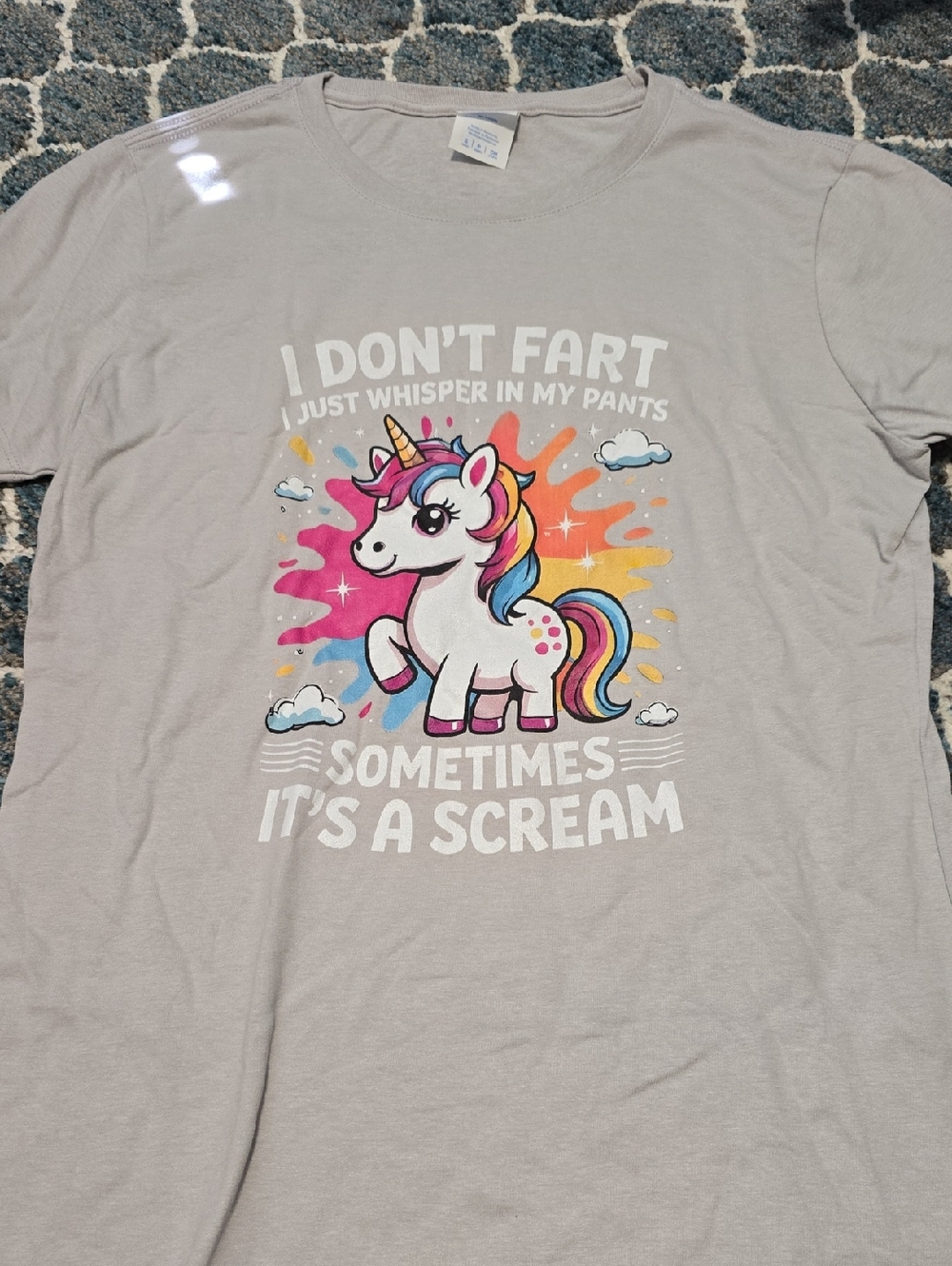 Women's Unicorn Graphic Tee - Light Gray